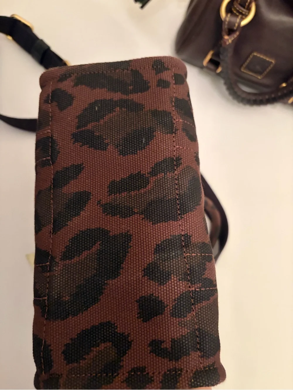 Coach Mini Tote with Leopard Print in Brown and Black